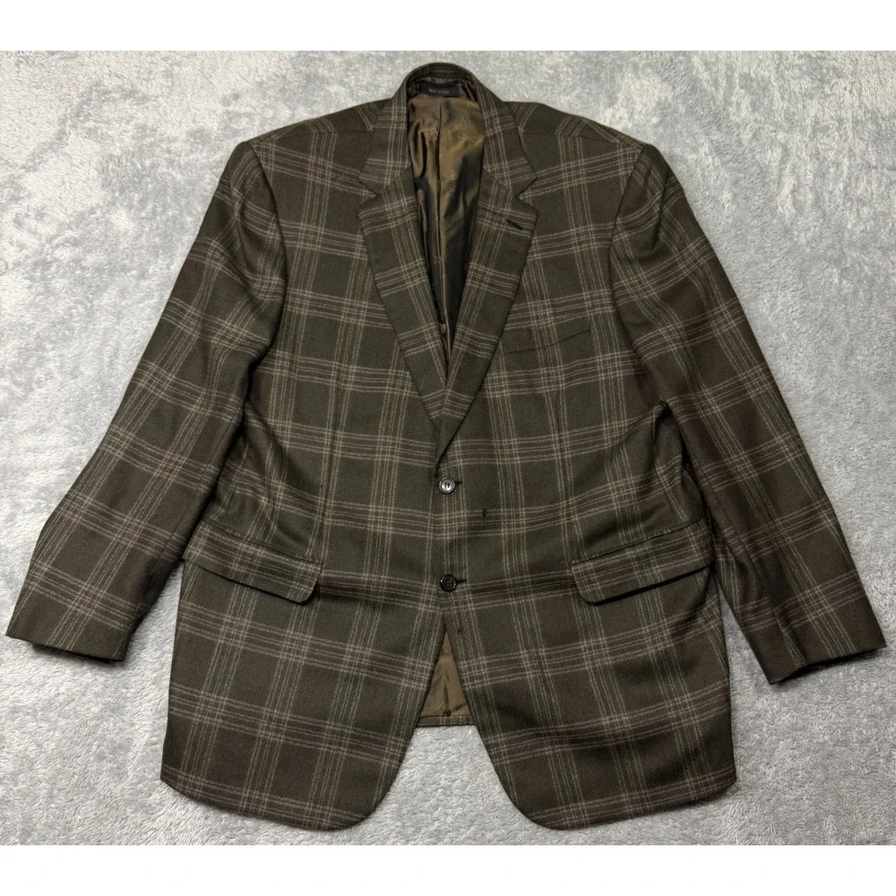 Brioni Secolo Plaid Wool Blazer Sport Coat Mens 46R Brown Made in Italy FLAWED